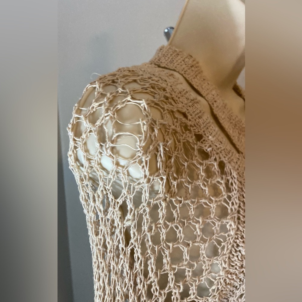 AllSaints Spitalfields “Bound” Beige Open Knit Crochet Fishnet Dress 4 - Picture 4 of 5